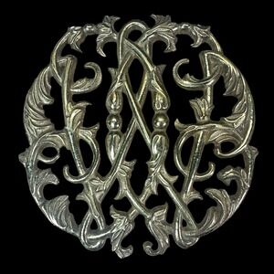 Colonial Williamsburg Brass Trivet Cypher Scroll 6" CW10-14 Vintage 1950s